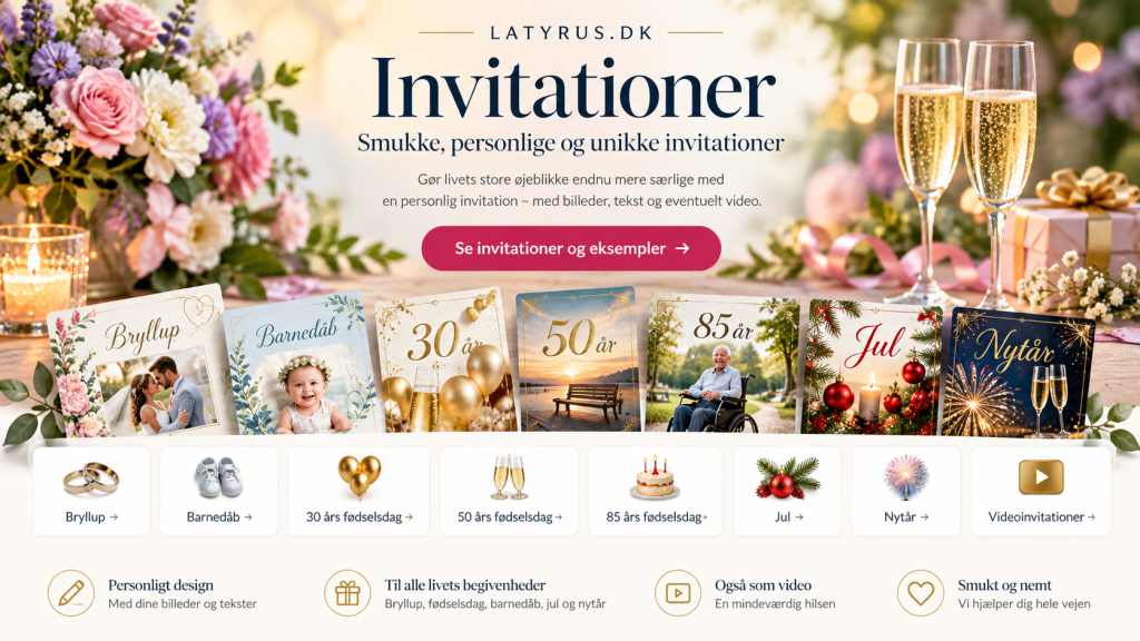 Invitationer romantiske invitationer i festligt design