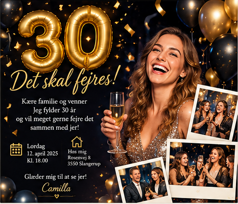 Invitationer Festlig invitation til 30 års fødselsdag