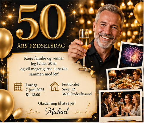 Invitationer Elegant invitation til 50 års fødselsdag