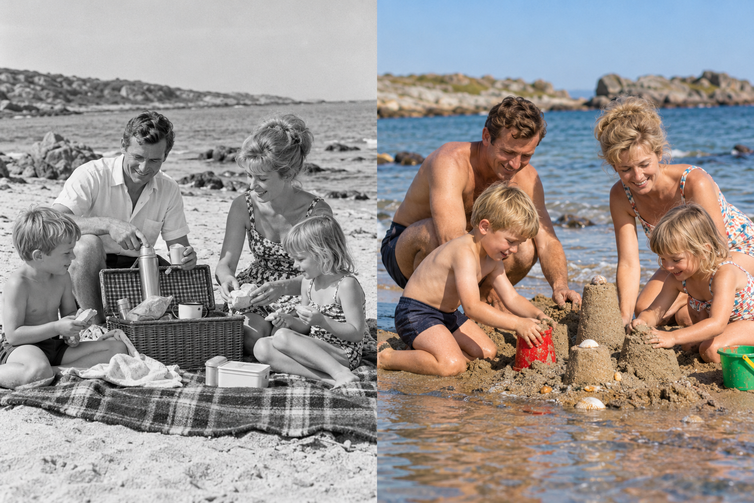 Foto til farve og video i Ganløse En dag ved stranden – udgangspunkt i sort-hvid
