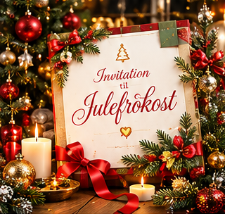 Invitationer Dekoreret juleinvitation med julepynt